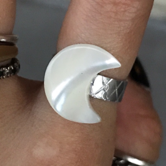 🔴SALE ! Genuine mother of pearl moon silver ring - Picture 2 of 8